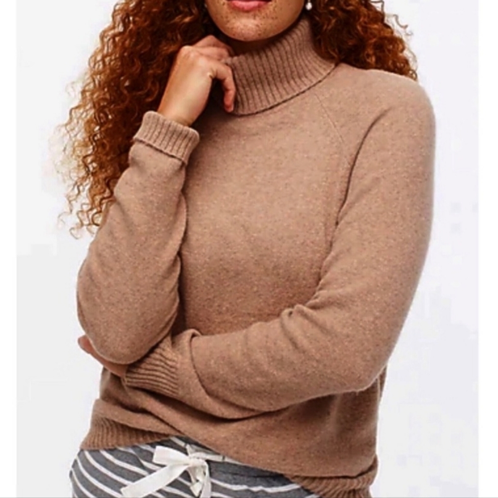 J. Crew Alpaca Merino Wool Blend Camel Turtleneck Sweater